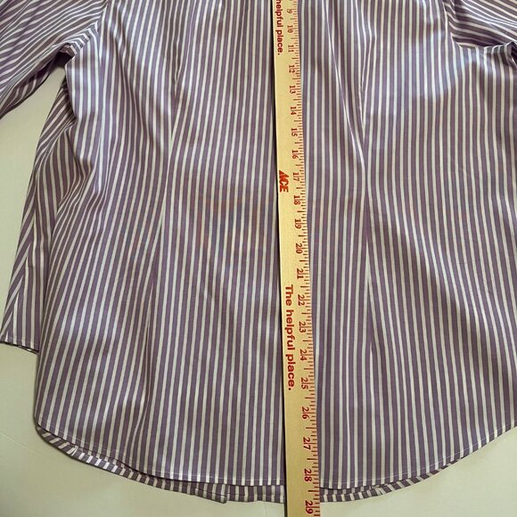 NWT Talbots Perfect Shirt Non-Iron Fabric Lavender and White Stripe - 14W - Picture 11 of 11